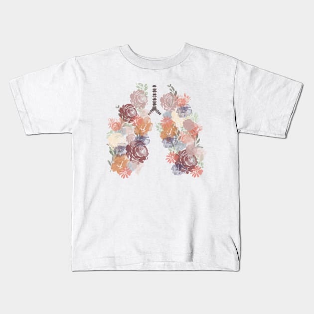 Anatomical Lungs, Flower, Medicine, Medical Artwork Kids T-Shirt by emmamarlene